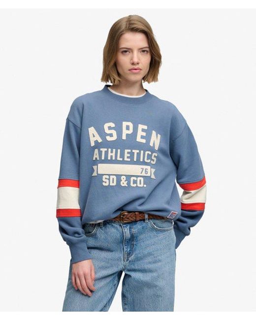 Superdry Blue & Co Aspen Athletics Preppy Ski Sweatshirt