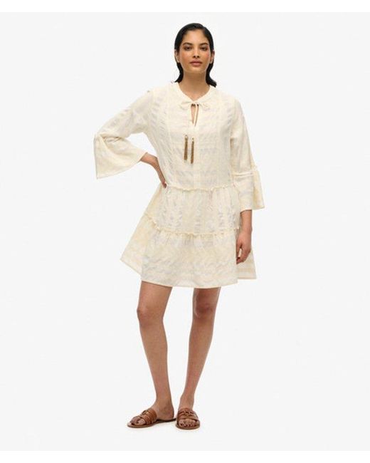 Superdry Natural & Co Ibiza Long Sleeve Tiered Mini Dress