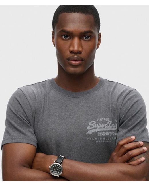 Superdry Gray & Co Vintage Logo Heritage Chest T-shirt for men