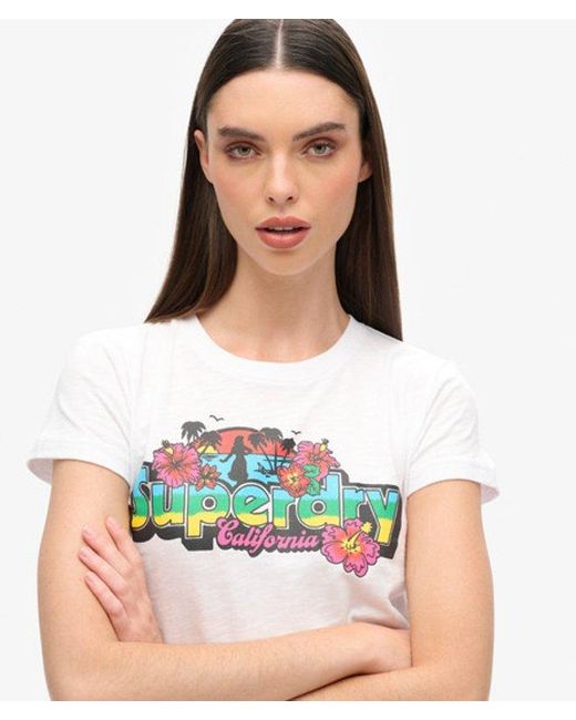 Superdry White & Co Cali Sticker Fitted T-shirt