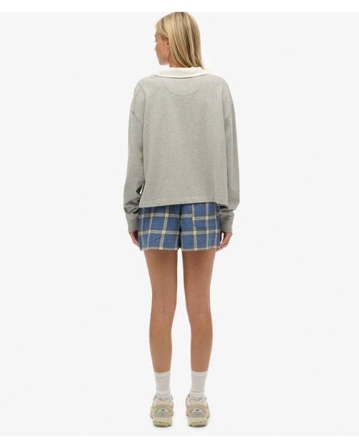 Superdry Blue & Co Cotton Check Elastic Shorts