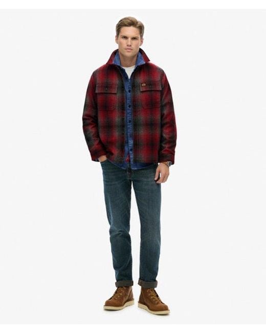 Superdry Red & Co Wool Blend Miller Overshirt for men