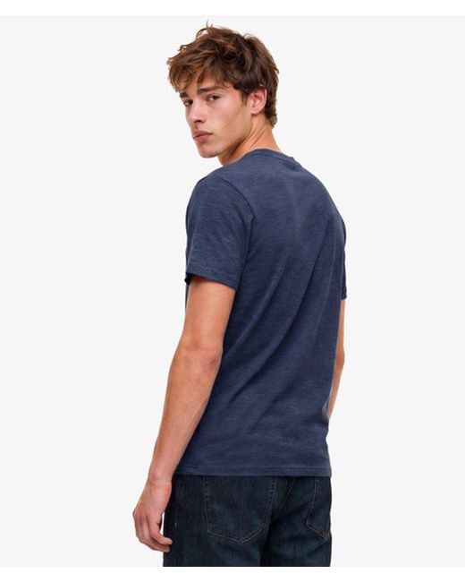 Superdry Blue & Co Essential Stacked Logo Embroidered T-shirt for men