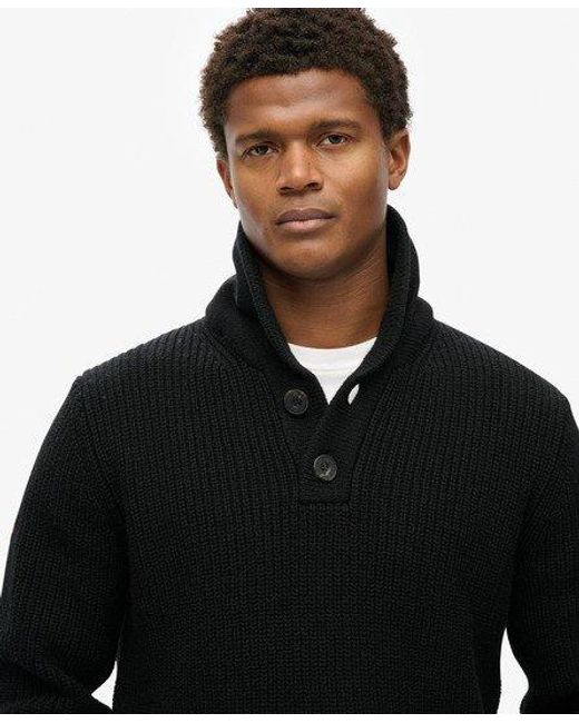 Superdry Black Shawl Collar Jumper for men