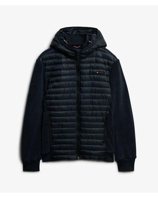 Superdry Blue Hooded Storm Fleece Hybrid Jacket for men