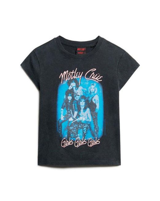 Superdry Blue & Co Motley Crue X & Co Cap Sleeve T-shirt