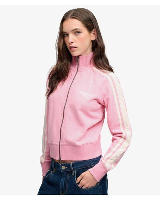 Superdry Side Stripe Track Top Slanke Pasvorm in het Pink