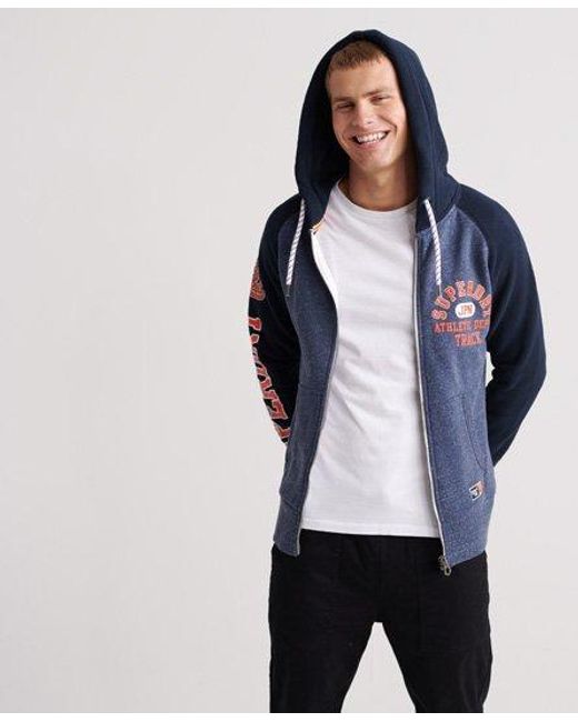 Superdry Blue Track & Field Zip Hoodie Creek Grindle for men