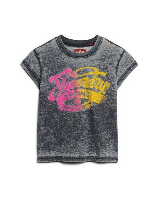 Superdry Gray Fade Rock Graphic Capped Sleeve T-shirt