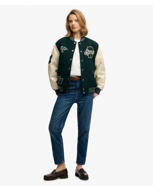 Superdry Green & Co Patched Varsity Bomber Jacket