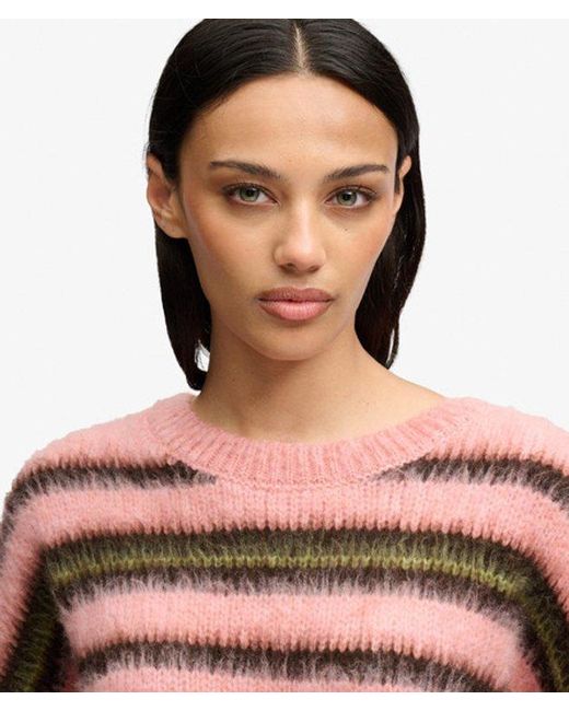Superdry Red & Co Slouchy Brushed Stripe Knit Jumper