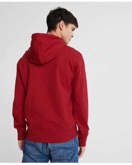 Superdry Red Denim Goods Co Loopback Hoodie Chilli Pepper for men