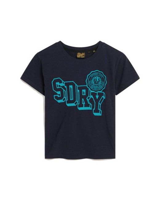 Superdry Blue & Co Varsity Flocked Fitted T-shirt