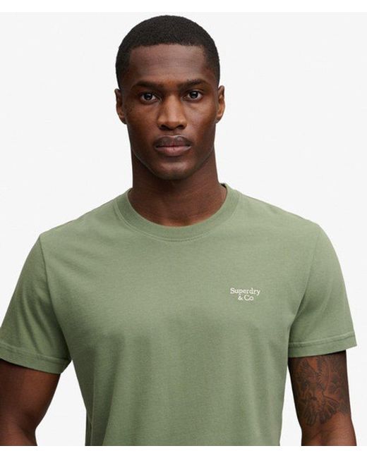 Superdry Green & Co Essential Serif Logo Embroidered T-shirt for men