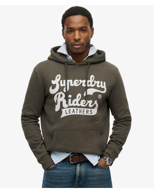 Superdry Gray Leathers Hoodie for men