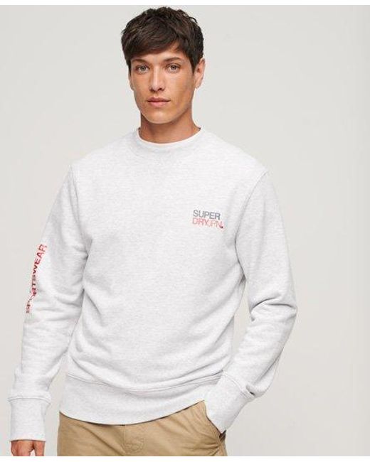 Superdry White Sportswear Logo Loose Crew Sweatshirt for men
