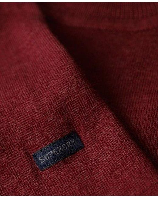 Superdry Red Merino Crew Neck Jumper for men