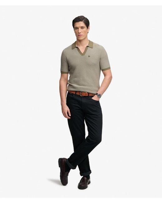 Superdry Gray & Co Johnny Collar Knitted Polo Shirt for men