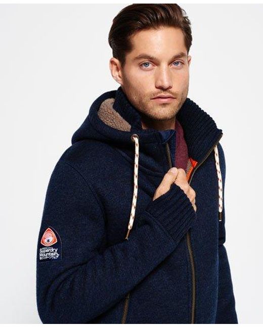 Superdry Blue Expedition Zip Hooded Jacket Marl for men