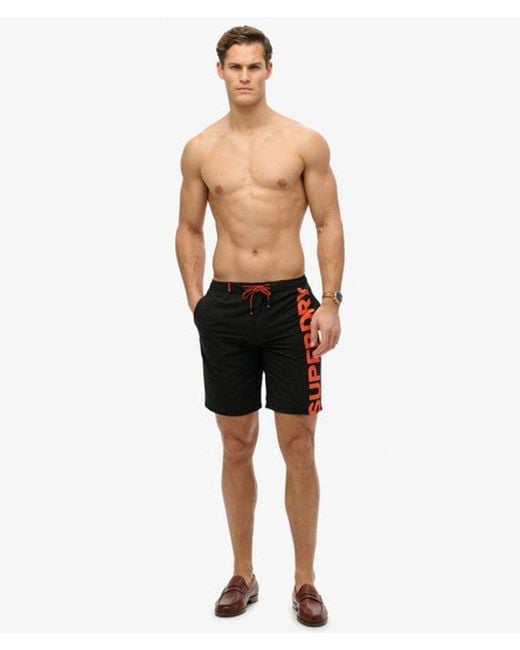 Homme Short De Surf Classique À Logo Longueur 48 Cm Taille Superdry pour homme en coloris Black