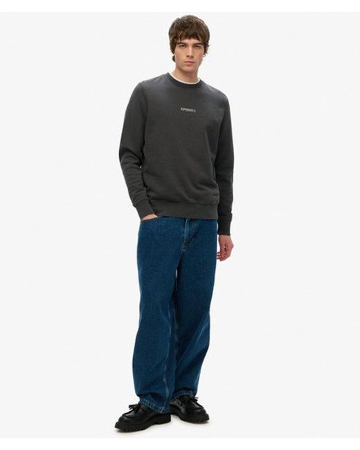 Superdry Black & Co Micro Logo Crew Sweatshirt for men