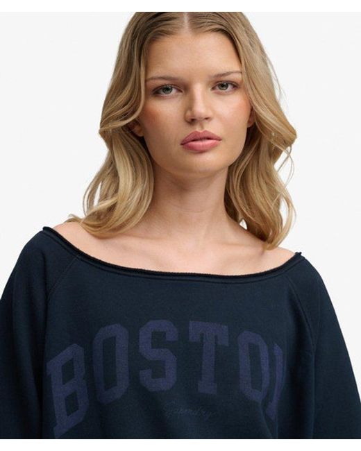 Superdry Blue & Co Athletic Essentials Bardot Crew Sweatshirt