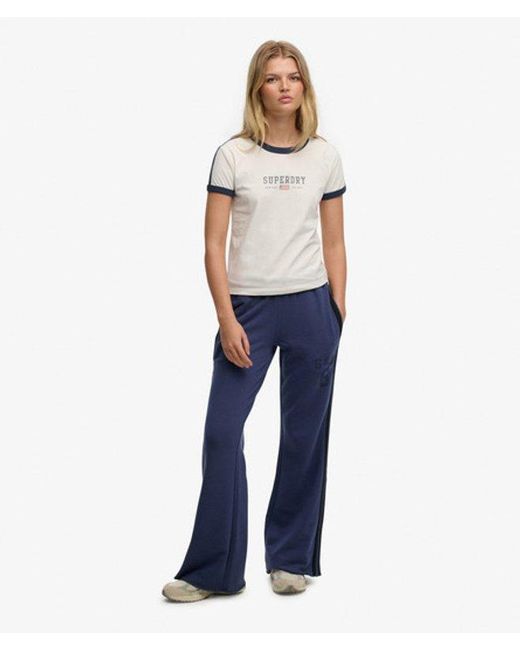 Superdry Blue & Co Athletic Essentials Stripe Flare joggers