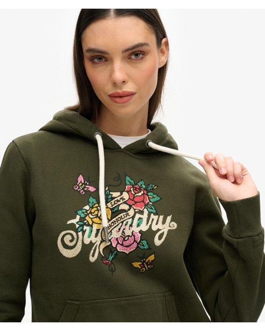 Superdry Green & Co Tattoo Script Graphic Hoodie