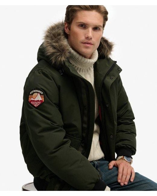 Superdry Black & Co Everest Faux Fur Bomber Jacket for men