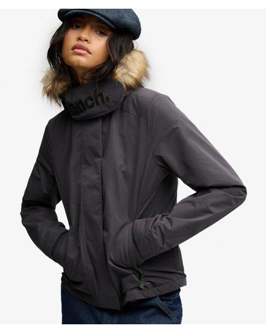 Superdry Blue Bench X & Co Bench Faux Fur Hooded Windcheater Jacket