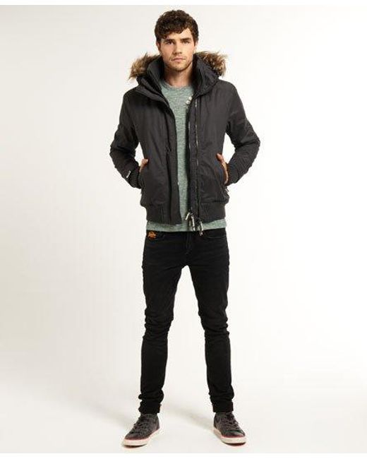 Superdry Black Microfibre Windbomber Jacket Charcoal for men
