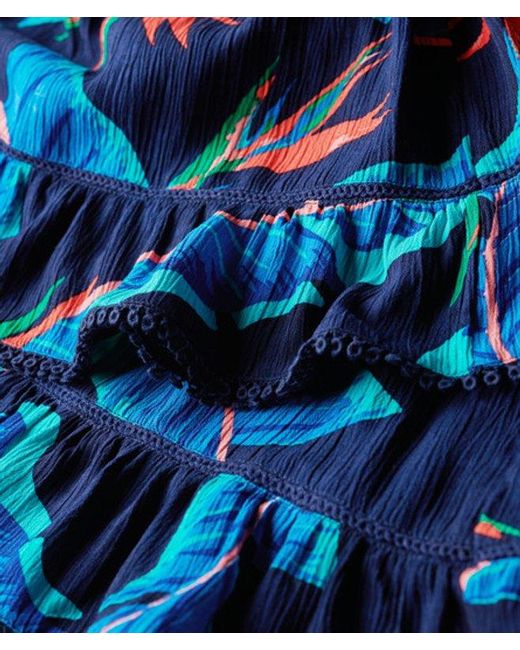 Superdry Blue Lace Detail Mini Cami Beach Dress