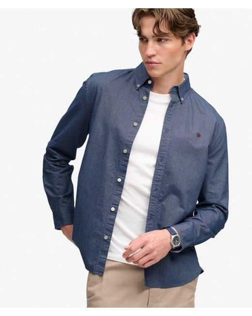 Superdry Blue & Co Preppy Oxford Long Sleeve Shirt for men
