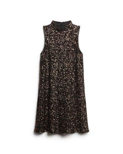 Superdry Black Sleeveless Sequin A Line Mini Dress