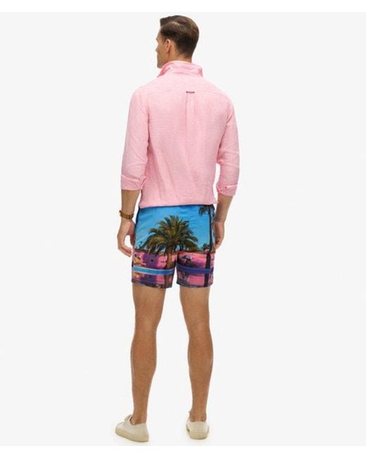 Superdry Blue & Co Classic Photographic 17-inch Recycled Swim Shorts for men