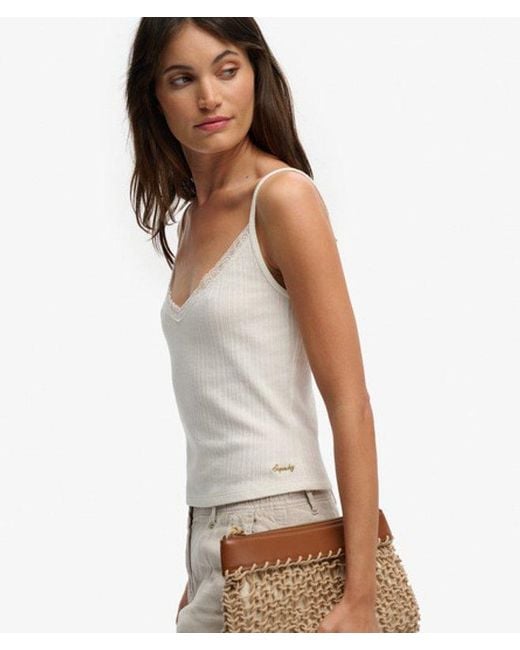 Superdry Gray & Co Athletic Essentials V Neck Pointelle Cami Top