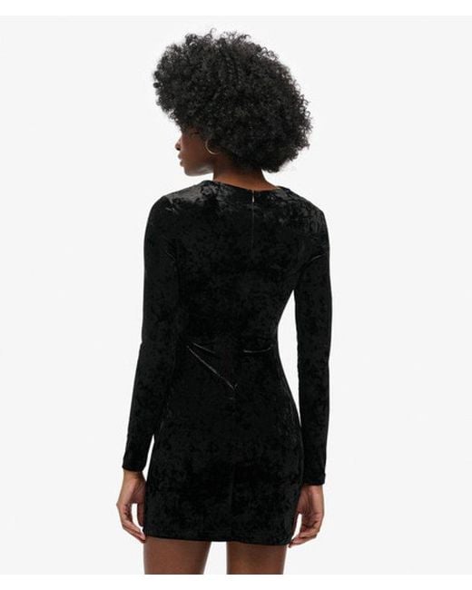 Superdry Black & Co Velvet Long Sleeve Mini Dress