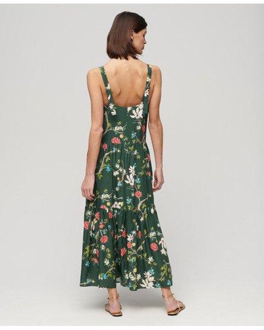 Superdry Green Woven Tiered Maxi Dress