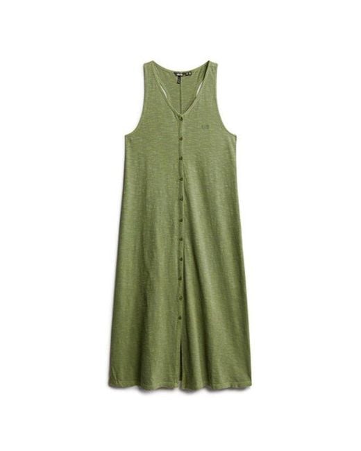 Superdry Green Cotton Beach Jersey Midi Dress