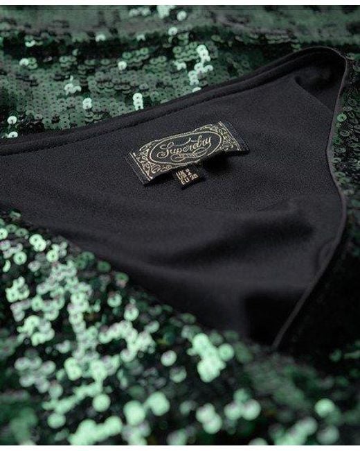 Superdry Black Sequin Wrap Maxi Dress
