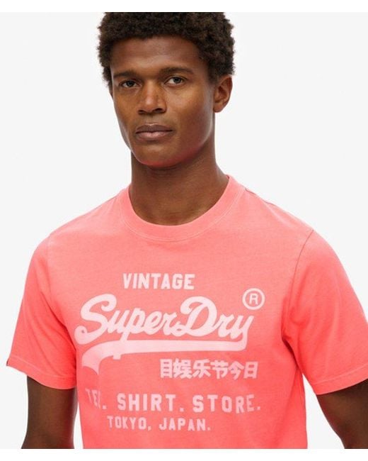 Superdry Red & Co Vintage Logo Neon Relaxed T-shirt for men