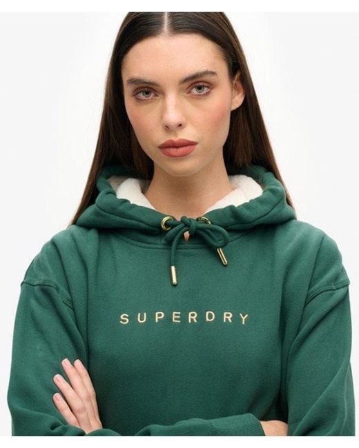 Superdry Green Luxe Metallic Logo Hoodie Dress