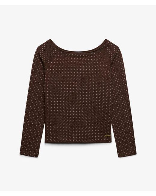 Superdry Brown & Co Bardot Off Shoulder Top