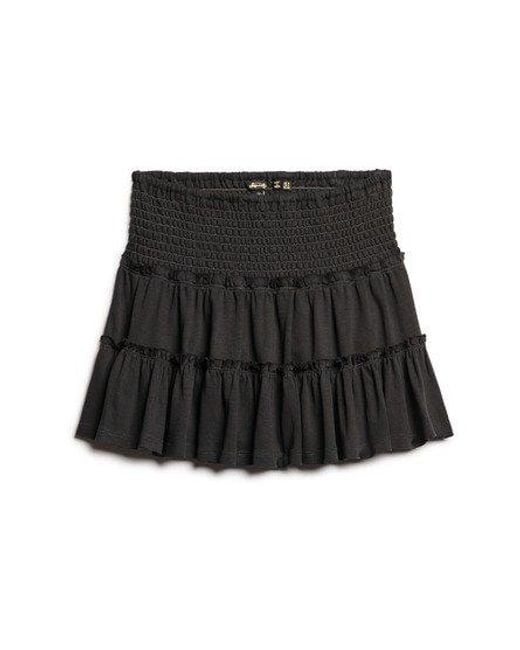 Superdry Black Tiered Jersey Mini Skirt