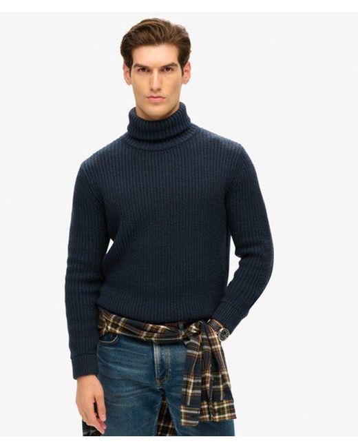 Pull texturé à col roulé merchant store Superdry pour homme en coloris Blue