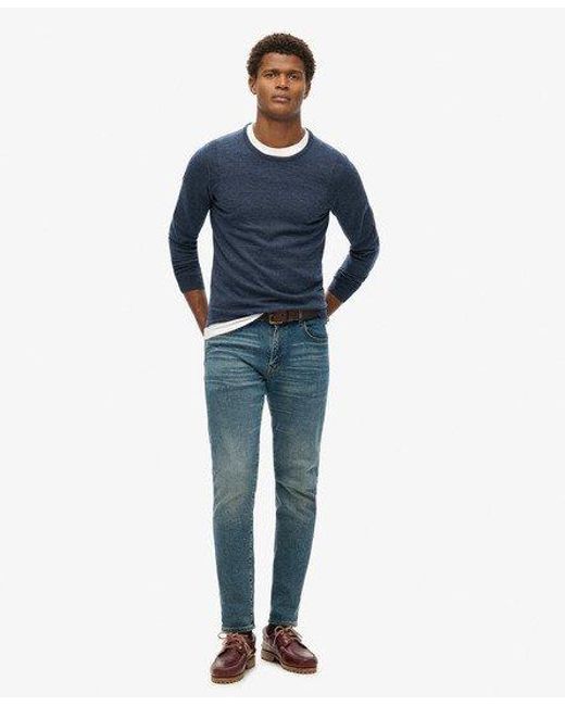 Superdry Blue Merino Crew Jumper for men