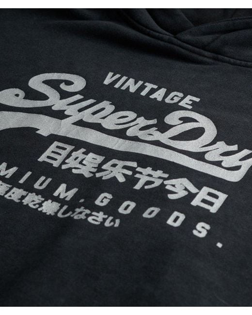 Femme Sweat À Capuche Décontracté Métallisé Vintage Logo Taille Superdry en coloris Black
