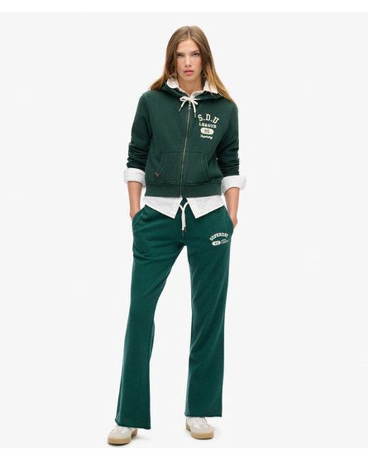 Superdry Green & Co Embroidered Athletic Essentials Low Rise Flare joggers