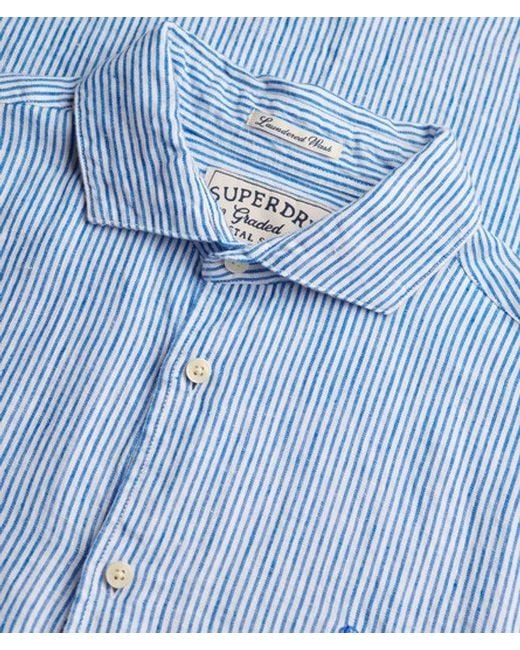 Superdry Blue & Co Riviera Short Sleeve Linen Shirt for men