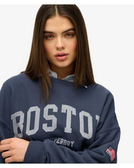 Superdry Blue Athletic Essentials Oversized Crew Sweatshirt